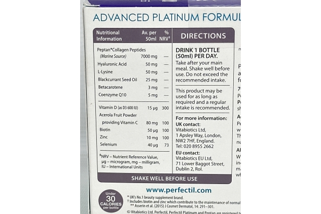 Perfectil Platinum Collagen Drink for Women | Skin Supplement | 10 x 50ml Vials