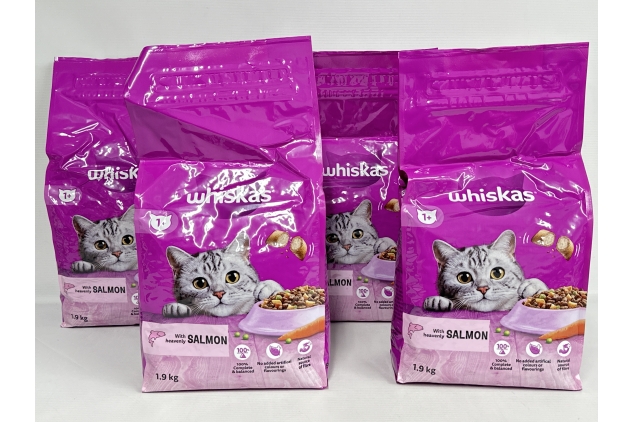 Whiskas Salmon Adult 1+ Dry Cat Food | Pack Of 4 X 1.9kg Bags