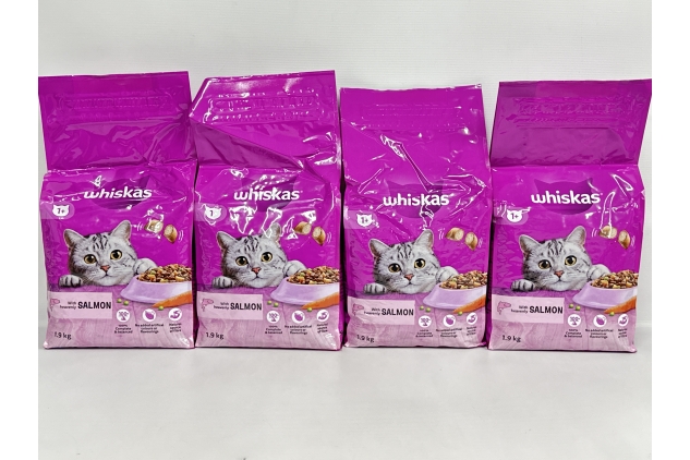 Whiskas Salmon Adult 1+ Dry Cat Food | Pack Of 4 X 1.9kg Bags