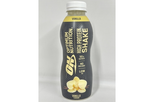 High Protein Shake Bottles by Optimum Nutrition – Ready-to-Drink, Low Fat, No Added Sugar, Vanilla Flavour, Healthy Post-Workout Snack, 12 x 500ml