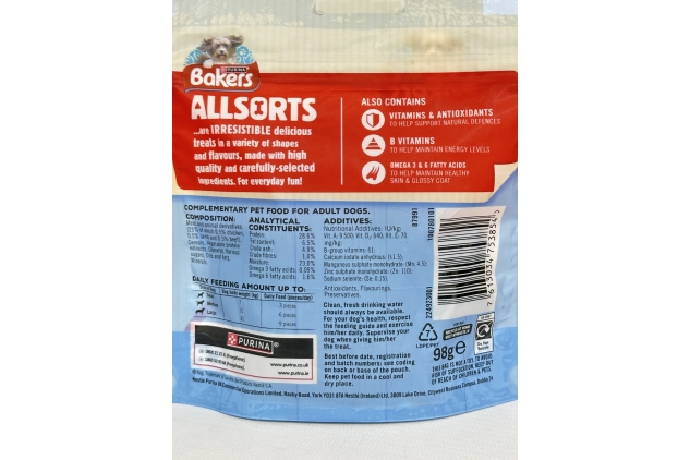 Bakers Allsorts Chicken, Beef and Lamb Dog Treats 98g (Pack of 6)