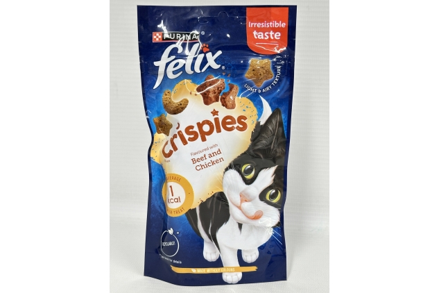 Felix Crispies Cat Treats Beef and Chicken 45g, Pack of 8