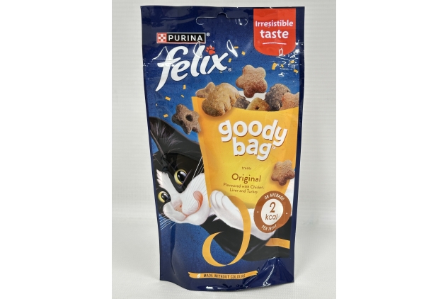 Felix Goody Bag Cat Treats 60g - Pack of 8 (The Original) Chicken, Liver, Turkey