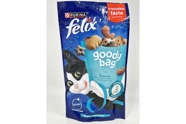 Felix Goody Bag Cat Treats 60g - Pack of 8 (Seaside Flavours) Salmon, Pollock, Trout