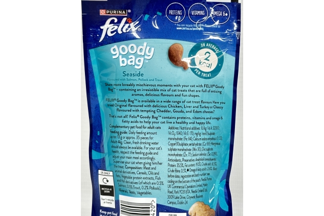 Felix Goody Bag Cat Treats 60g - Pack of 8 (Seaside Flavours) Salmon, Pollock, Trout