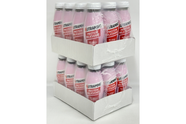 Nutramino Nutra-Go STRAWBERRY Flavour High Protein Milkshake - 24 Pack (330ml) Diet Meal Replacement Like Slimfast Shakes