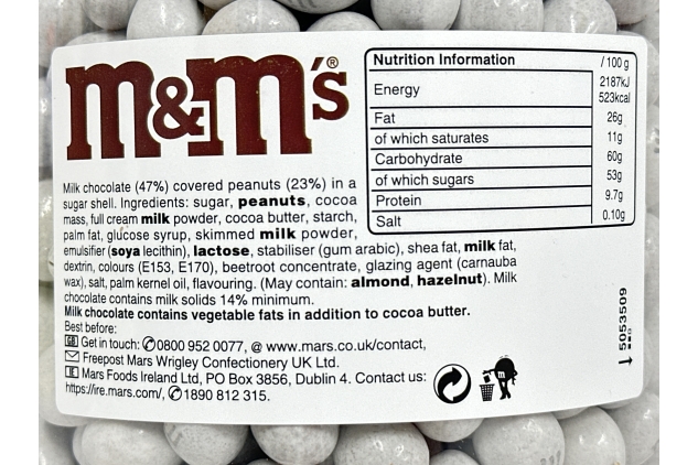 M&M's Peanut Chocolate WHITE Colour Bulk Buy Sweets, 4kg Tub | Displays | Pick & Mix