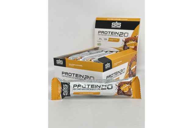 Science In Sport PROTEIN 20 | High Protein, Low Sugar, Chocolate-Coated Protein Snack | Salted Caramel Flavour | 12 X 64g Bars