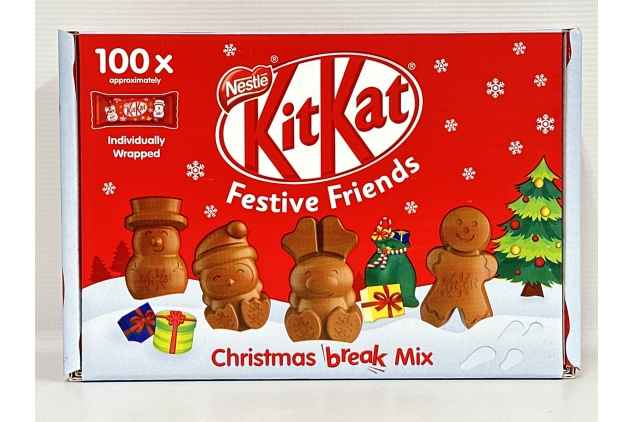 Nestle Kit Kat Christmas Friends - 100 Assorted Milk Chocolate Figures, 820g Bulk Box | KITKAT