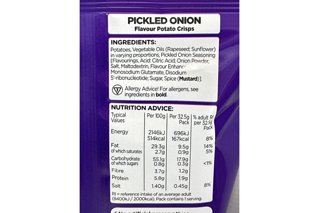 Golden Wonder - Crisps Pickled Onion, 32 x 32.5g