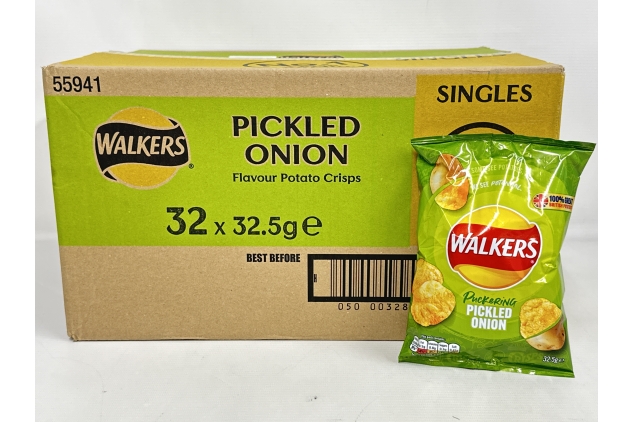 Walkers Pickled Onion Crisps 32 x 32.5g