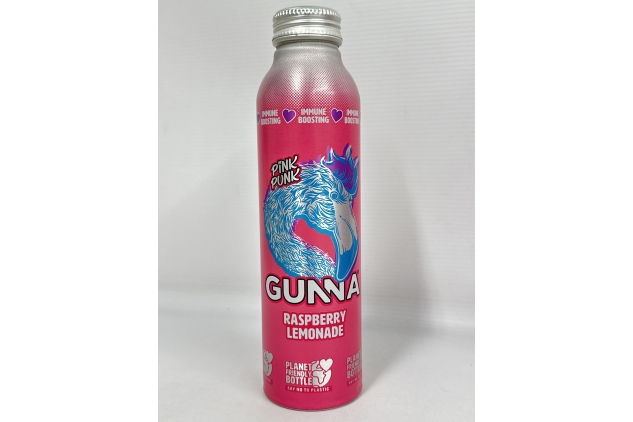 Immune-Boosting Raspberry Pink Lemonade – Natural Vegan Fizzy Drink, 470ml x 6 – Gunna Sparkling Soda in Eco-Friendly Aluminium Bottles