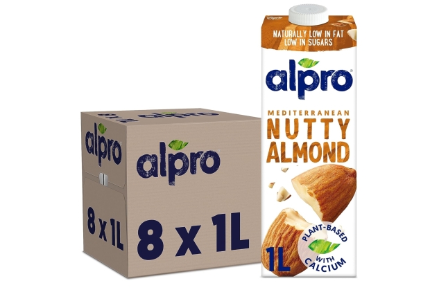 Alpro Almond Plant-Based Long Life Drink, Vegan & Dairy Free, 1L (Pack of 8)