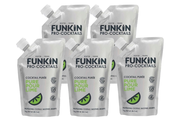 Funkin Pro Pure Lime Juice for Cocktails, Cooking & Baking, Real Fruit Cocktail Ingredients, Puree Mixer 1kg (Pack of 5)