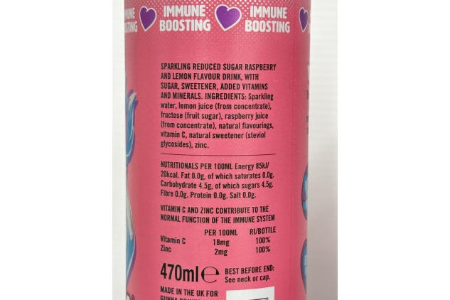 Raspberry Pink Lemonade - Gunna Immune Boosting Fizzy Drink, Vegan, Natural Sparkling Soda, 470ml Aluminium Bottles (Pack of 12)