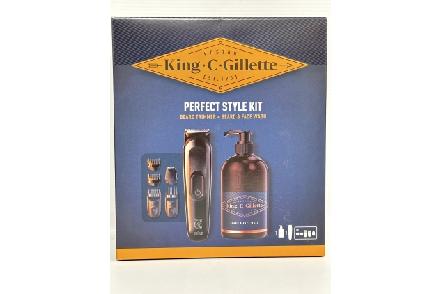 King C. Gillette Men’s Beard Kit Gift Set – Trimmer & Beard + Face Wash for Perfect Styling | Rechargeable | Gift Birthday Present Idea