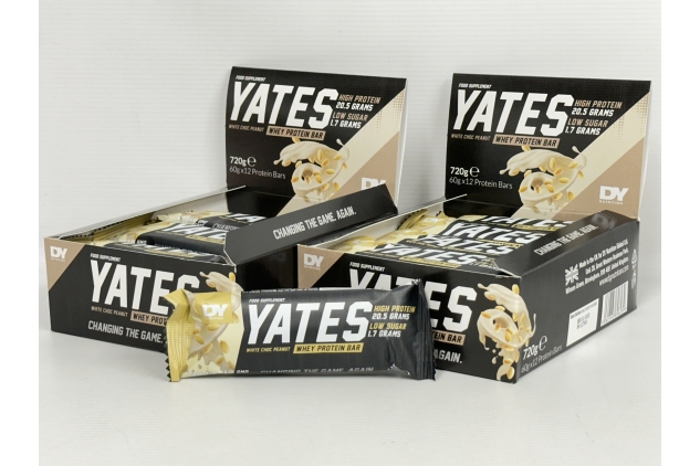 NY Nutrition Yates Whey Protein Bars – White Choc Peanut Flavour, 24 x 60g, 20.5g Protein Per Bar