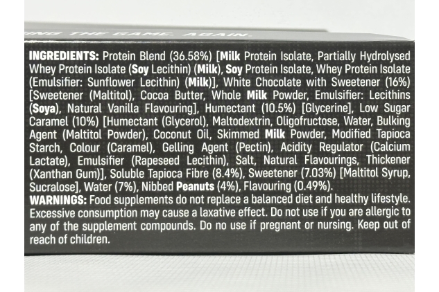 Whey Protein Bars – White Chocolate Peanut Flavour, 12 x 60g, 20.5g Protein Per Bar, High-Protein Snack