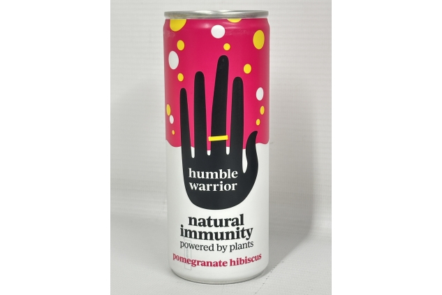 Humble Warrior Sparkling Botanical Drink | POMEGRANATE & HIBISCUS Flavour | 100% Natural, Low Sugar, Low Calorie, High in Vitamin C. 250ml Cans (Pack of 12)