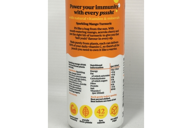 Humble Warrior Sparkling Botanical Drink | MANGO & TURMERIC Flavour | 100% Natural, Low Sugar, Low Calorie, High Vitamin C, 250ml (Pack of 24)