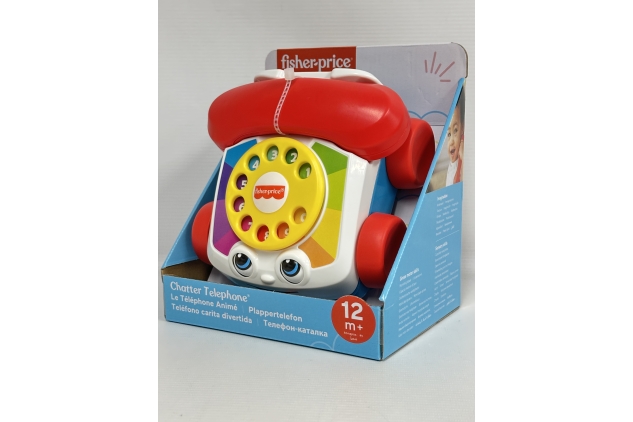 Fisher-Price Chatter Telephone Pull Toy – Classic Pretend Phone with Rotary Dial and Wheels for Toddlers, Ages 1+ (Model FGW66)