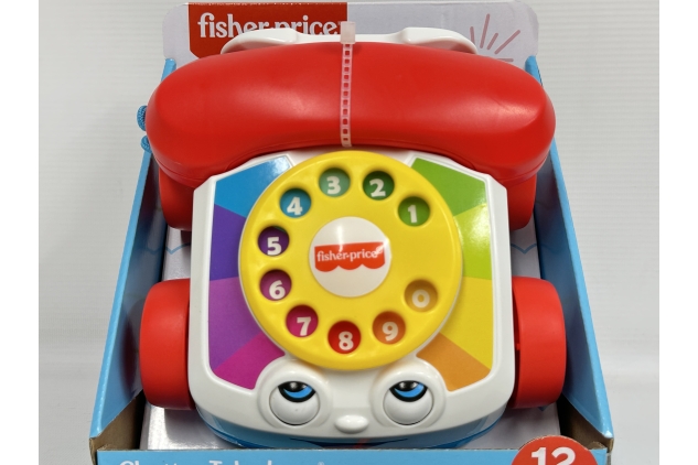 Fisher-Price Chatter Telephone Pull Toy – Classic Pretend Phone with Rotary Dial and Wheels for Toddlers, Ages 1+ (Model FGW66)