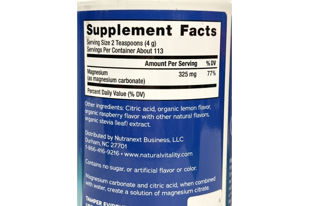 Natural Vitality - Raspberry Lemon, 453g | Magnesium Supplement