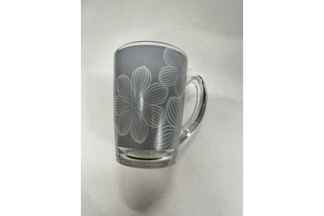 Glass Flower Design Coffee Morning Mug