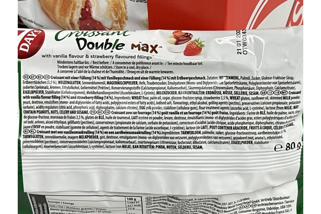 Croissant With Vanilla Flavour & Strawberry Fillings | 7 Days Double Max | 10 X 80g