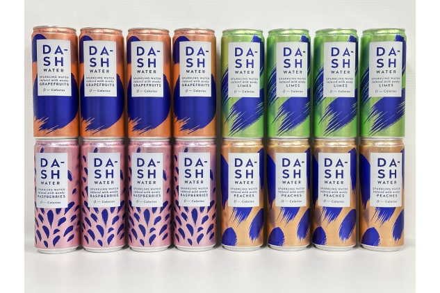 DASH Water Mixed Pack (16x330ml) – Sparkling Spring Water Drink | Infused with Wonky Fruit – Raspberry, Lime, Grapefruit & Peach