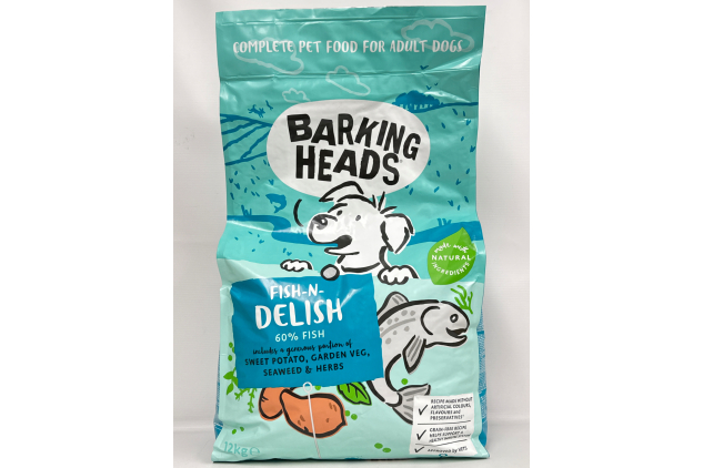 BARKING HEADS Complete Dry Food For Adult Dogs | Fish-N-Delish Flavour With Sweet Potato, Vegetables, Seaweed & Herbs | 12KG BAG