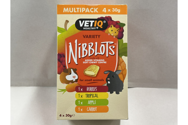 VETIQ Nibblots Treats Variety Pack with Added Vitamins & Soft Chewy Centre for Small Animals 120 g (4 x 30 g)