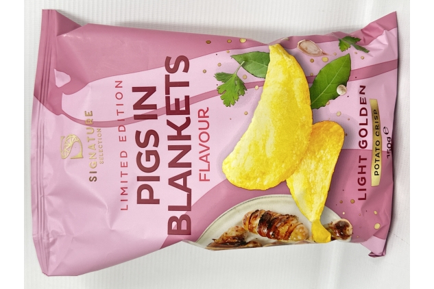 Pigs In Blankets Sausage & Bacon Flavour Crisps | 8 X 150g Sharing Bags | Signature Selection