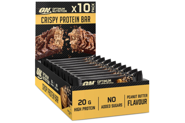 Optimum Nutrition Crispy High Protein Bars | PEANUT BUTTER Flavour | 10 X 65g