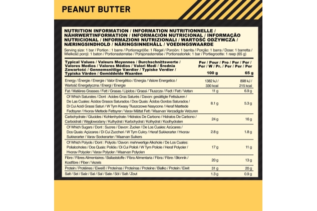 Optimum Nutrition Crispy High Protein Bars | PEANUT BUTTER Flavour | 10 X 65g