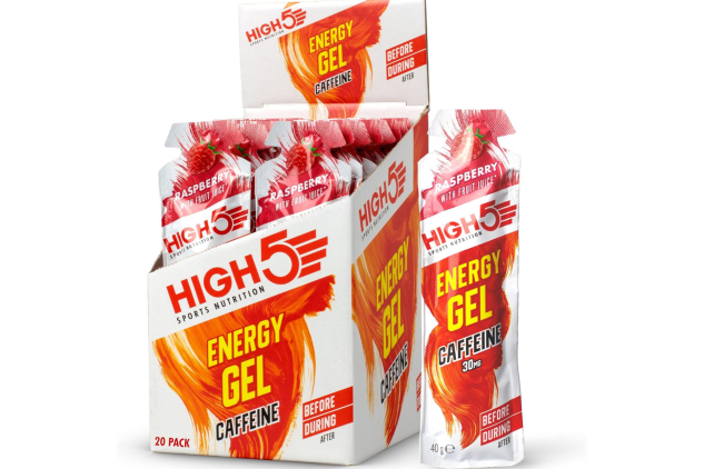 HIGH5 Caffeine Energy Gels | Fast-Acting Sports Gel for Peak Performance | Natural Fruit Juice | Instant Energy Boost for Running, Cycling & Endurance | Raspberry, 20 x 40g