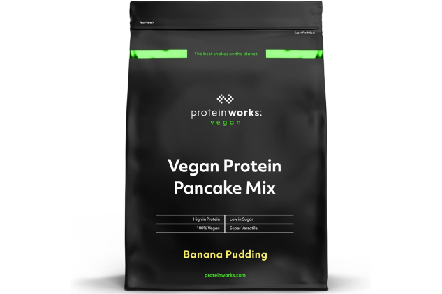 Protein Works Vegan Protein Pancake Mix | High Protein, Low Sugar | Plant-Based Breakfast with Slow-Release Carbs | Banana Pudding Flavour | 500g (6 Servings)