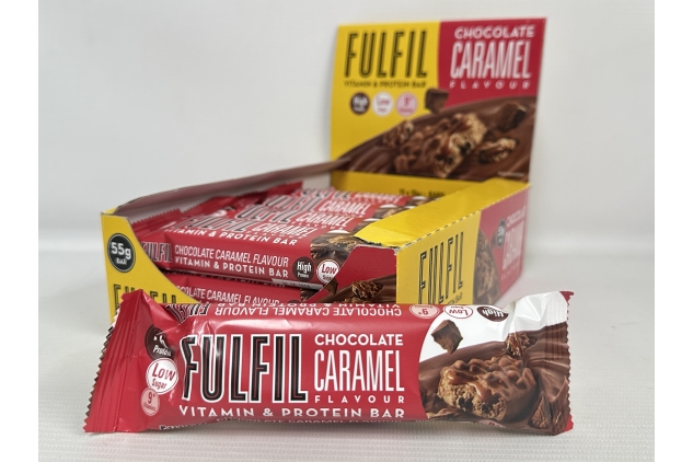 Fulfil Vitamin & Protein Bar | Chocolate Caramel | 20g Protein, 9 Vitamins, Low Sugar | 15 x 55g