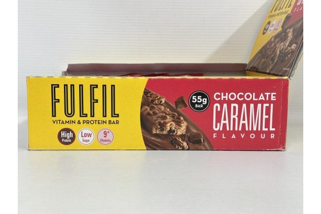 Fulfil Vitamin & Protein Bar | Chocolate Caramel | 20g Protein, 9 Vitamins, Low Sugar | 15 x 55g