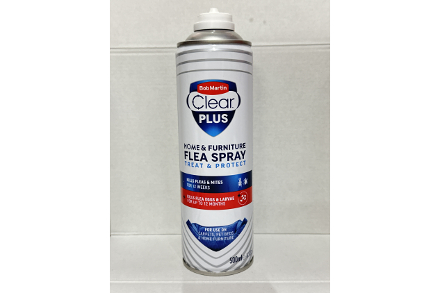 Bob Martin Clear Plus Flea Spray Treatment for the Home - Kills Fleas, Ticks and Dust Mites, Treats and Protects Against Infestation (500ml) MISSING LID