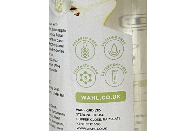 Wahl Dog Perfume Spray, Pets Cologne, Grooming Pets At Home, Free of Sulphates, Parabens, Alcohol, Vegan Friendly, Deodorise and Rejuvenate Animal Skin and Coat, Pear Scent 100ml