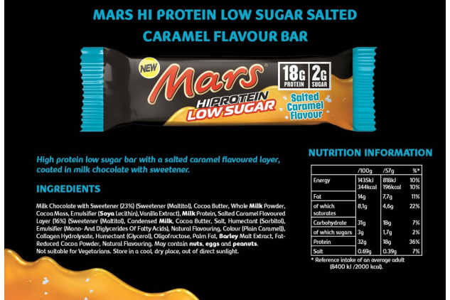 Mars Salted Caramel High-Protein Bars – Low Sugar (12 x 57g) | 18g Protein, Only 2g Sugar | Energy Snack