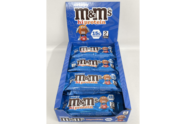 M&Ms Crispy Hi-Protein Bars - BOX OF 9 (52g Each)