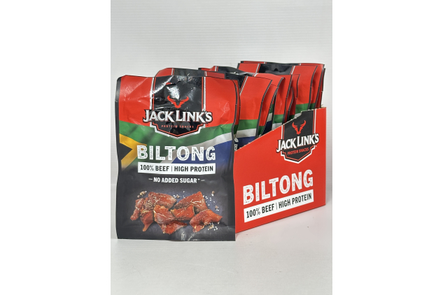 Jack Link’s Original Biltong – High-Protein Beef Snack (12 x 20g) | Gluten-Free, Low-Calorie, 100% Dried Meat