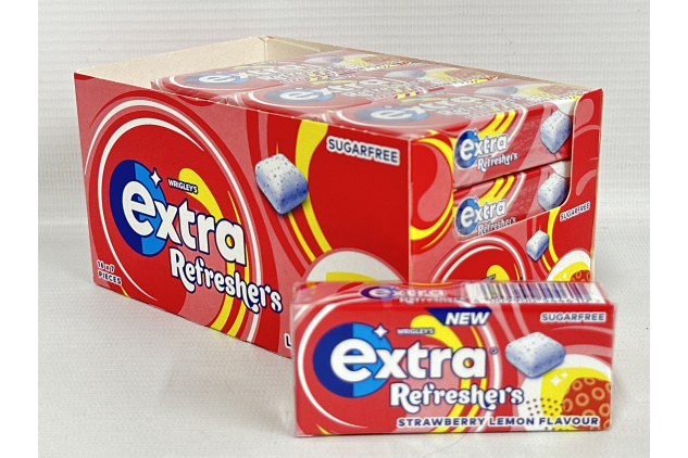 Wrigley’s Extra Refreshers Strawberry Lemon Chewing Gum – Sugar-Free, 16 x 7 Pieces (112 Pieces) | Bulk Pack with Xylitol