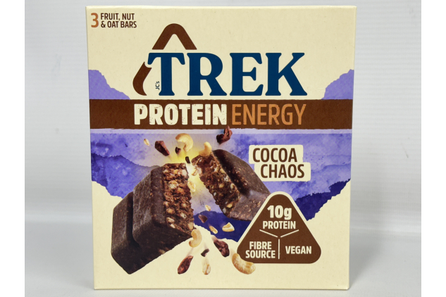 Trek Cocoa Chaos High-Protein Energy Bar - Plant-Based, Gluten-Free, Natural Ingredients (36 x 55g)