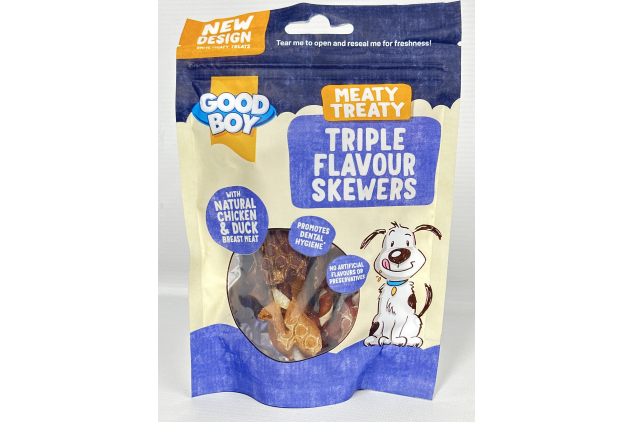 Good Boy Triple Flavour Skewers – Chicken & Duck Dog Treats Meaty Chews 72g