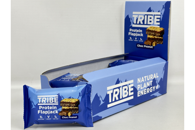 TRIBE 3-Layered Protein Flapjacks – Choc Peanut (12 x 50g) | Vegan, Dairy-Free, Gluten-Free Natural Energy Bars