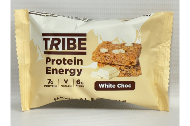 TRIBE Protein Energy Flapjack – White Choc Chip (12 x 50g) | Natural Energy Bar, Plant-Based, Vegan & Gluten-Free