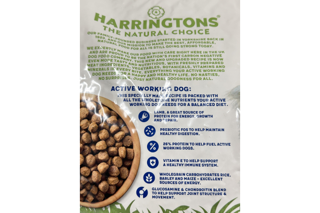 Harringtons Active Worker Complete Lamb & Rice – 15kg | Vat-Free Premium Dog Food